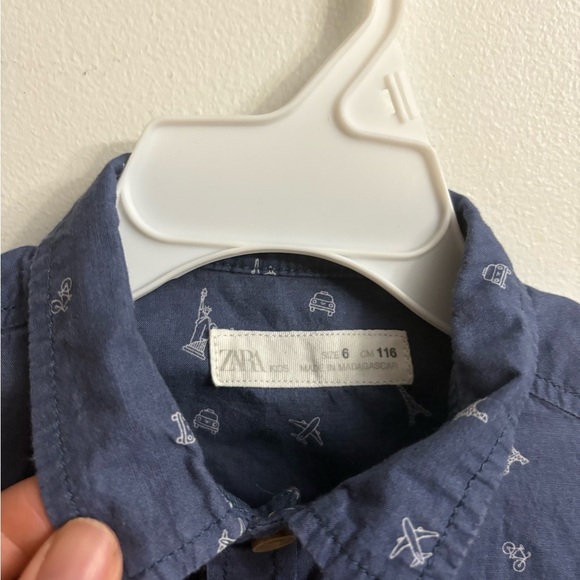 Zara Navy Blue Casual button down Shirt 6 years - Picture 3 of 5